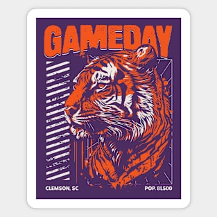 Vintage Gameday Tiger // Purple and Orange Awesome Tiger // Football Game Day Magnet